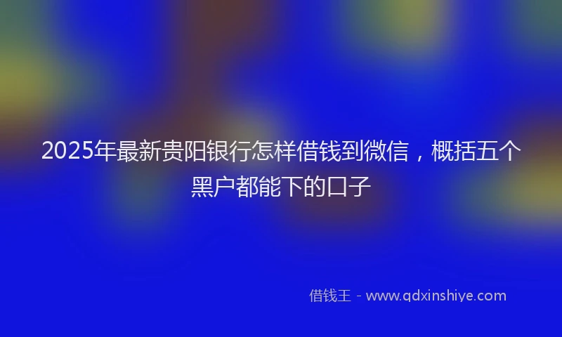 2025年最新贵阳银行怎样借钱到微信，概括五个黑户都能下的口子