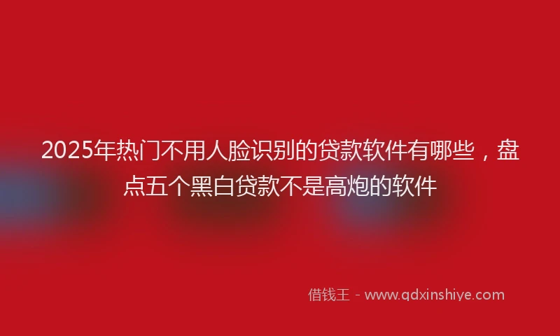 2025年热门不用人脸识别的贷款软件有哪些，盘点五个黑白贷款不是高炮的软件