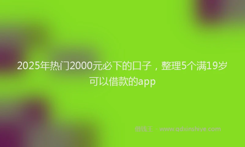 2025年热门2000元必下的口子，整理5个满19岁可以借款的app