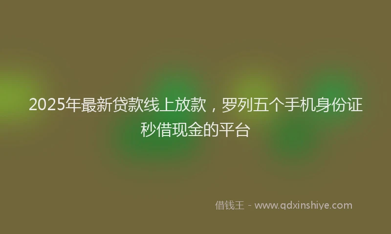 2025年最新贷款线上放款，罗列五个手机身份证秒借现金的平台