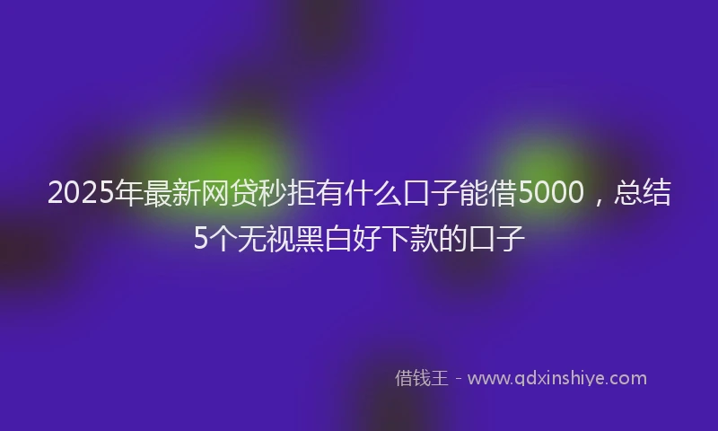 2025年最新网贷秒拒有什么口子能借5000，总结5个无视黑白好下款的口子
