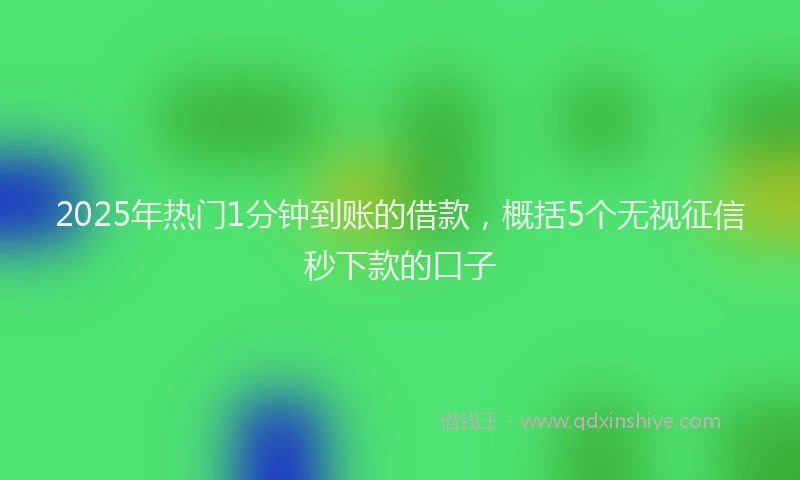2025年热门1分钟到账的借款，概括5个无视征信秒下款的口子