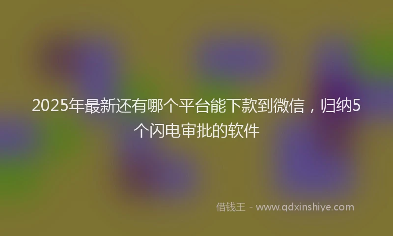2025年最新还有哪个平台能下款到微信，归纳5个闪电审批的软件