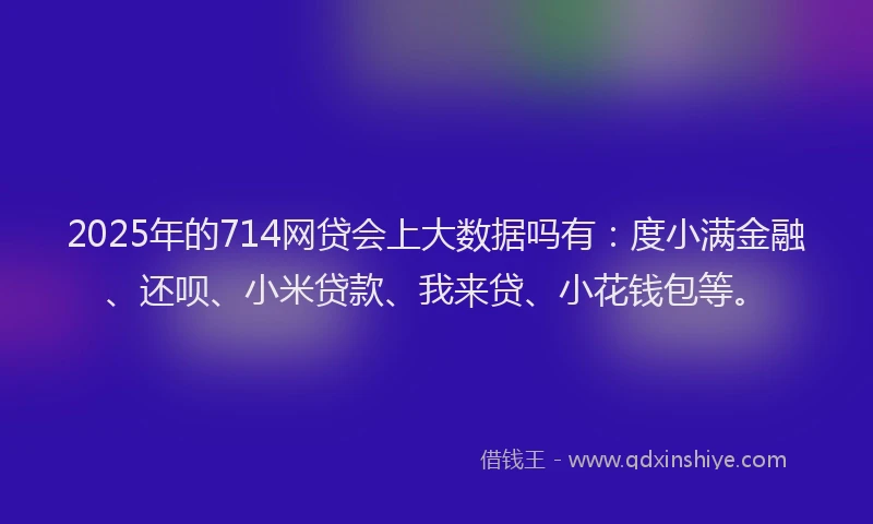 2025年的714网贷会上大数据吗有：度小满金融、还呗、小米贷款、我来贷、小花钱包等。