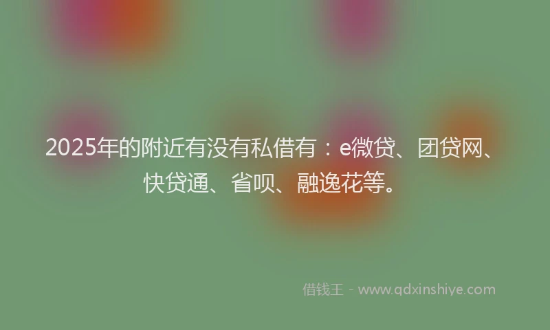 2025年的附近有没有私借有：e微贷、团贷网、快贷通、省呗、融逸花等。