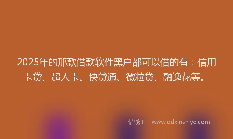 2025年的那款借款软件黑户都可以借的有：信用卡贷、超人卡、快贷通、微粒贷、融逸花等。