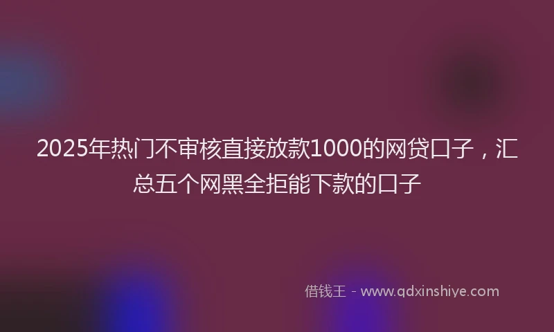 2025年热门不审核直接放款1000的网贷口子，汇总五个网黑全拒能下款的口子