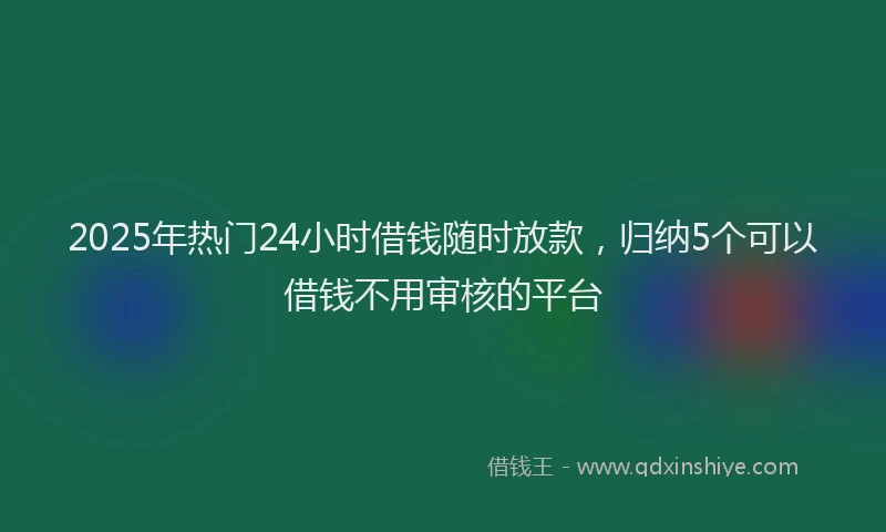 2025年热门24小时借钱随时放款，归纳5个可以借钱不用审核的平台