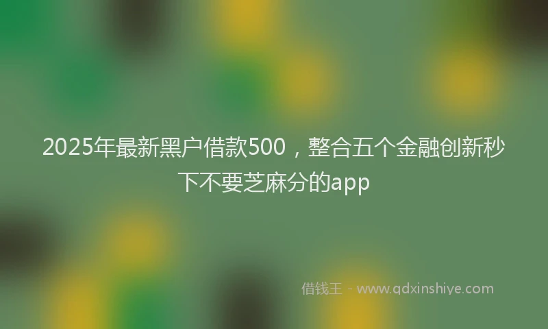 2025年最新黑户借款500，整合五个金融创新秒下不要芝麻分的app