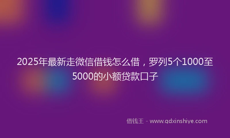 2025年最新走微信借钱怎么借，罗列5个1000至5000的小额贷款口子