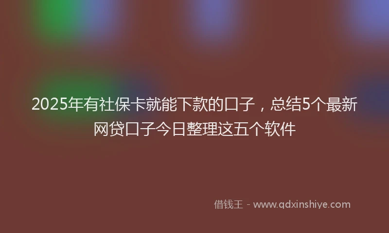 2025年有社保卡就能下款的口子，总结5个最新网贷口子今日整理这五个软件