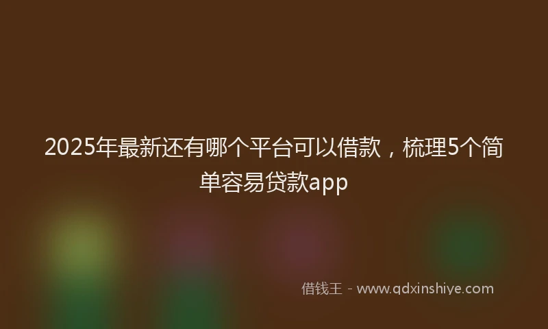 2025年最新还有哪个平台可以借款，梳理5个简单容易贷款app