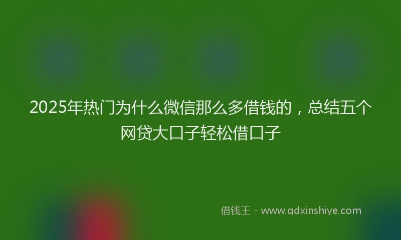 2025年热门为什么微信那么多借钱的，总结五个网贷大口子轻松借口子