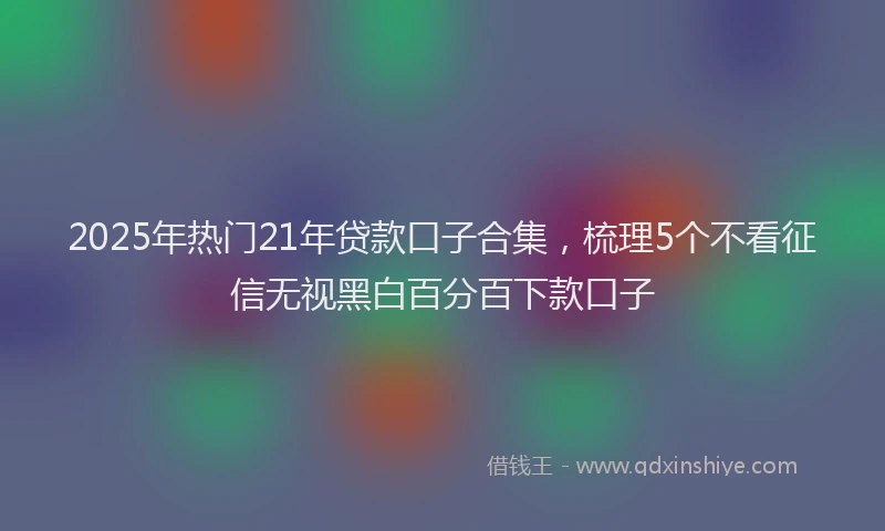 2025年热门21年贷款口子合集，梳理5个不看征信无视黑白百分百下款口子