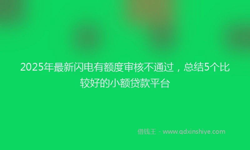 2025年最新闪电有额度审核不通过，总结5个比较好的小额贷款平台