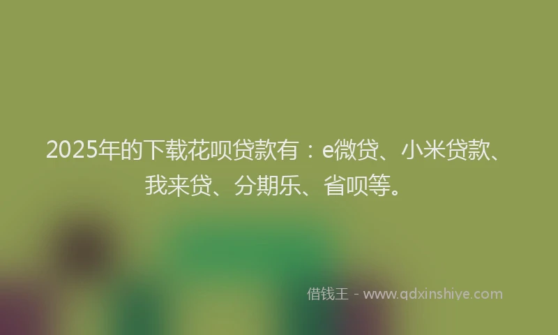2025年的下载花呗贷款有：e微贷、小米贷款、我来贷、分期乐、省呗等。