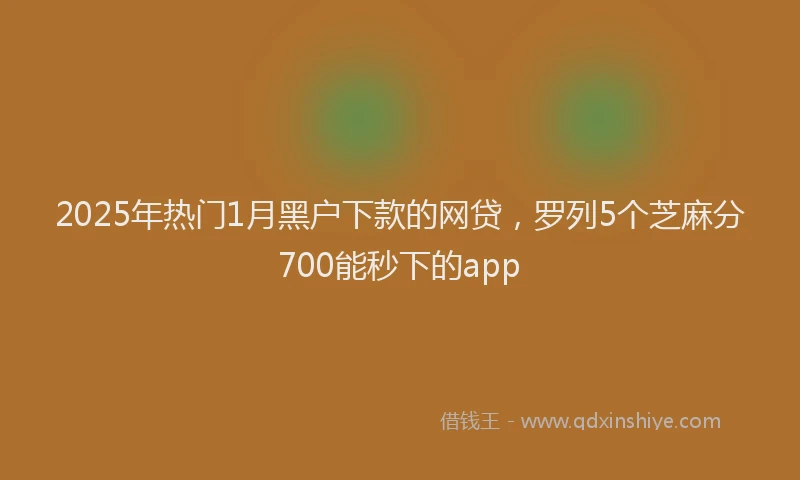 2025年热门1月黑户下款的网贷，罗列5个芝麻分700能秒下的app