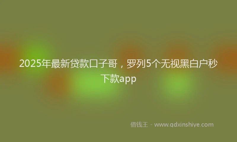 2025年最新贷款口子哥，罗列5个无视黑白户秒下款app