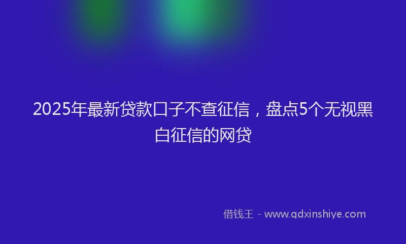 2025年最新贷款口子不查征信，盘点5个无视黑白征信的网贷