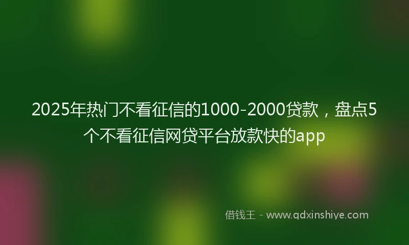 2025年热门不看征信的1000-2000贷款，盘点5个不看征信网贷平台放款快的app