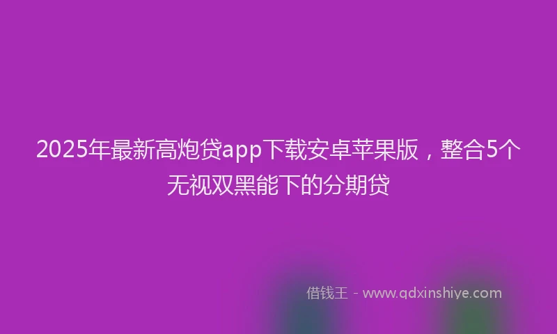 2025年最新高炮贷app下载安卓苹果版，整合5个无视双黑能下的分期贷
