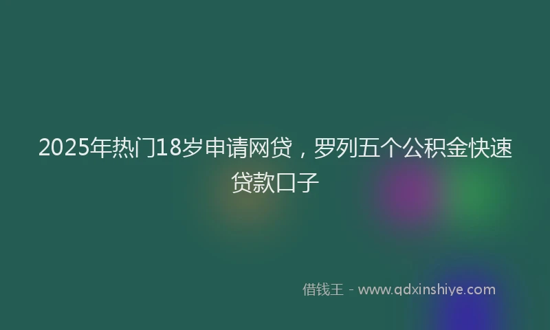 2025年热门18岁申请网贷，罗列五个公积金快速贷款口子