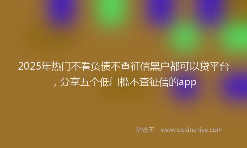 2025年热门不看负债不查征信黑户都可以贷平台，分享五个低门槛不查征信的app