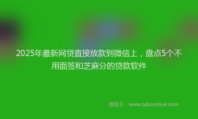 2025年最新网贷直接放款到微信上，盘点5个不用面签和芝麻分的贷款软件