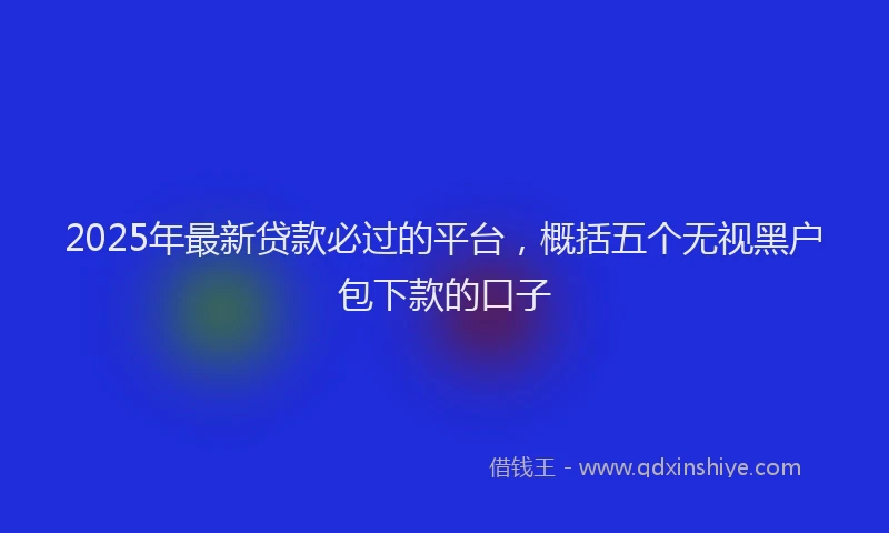 2025年最新贷款必过的平台，概括五个无视黑户包下款的口子