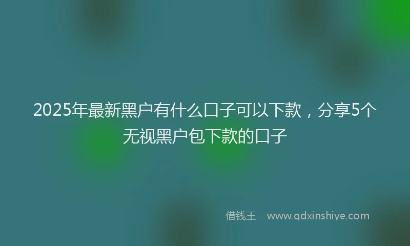 2025年最新黑户有什么口子可以下款，分享5个无视黑户包下款的口子