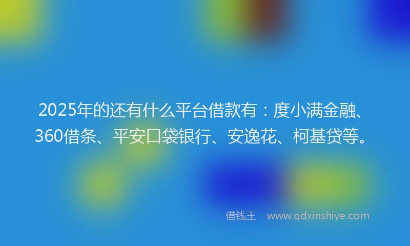 2025年的还有什么平台借款有：度小满金融、360借条、平安口袋银行、安逸花、柯基贷等。