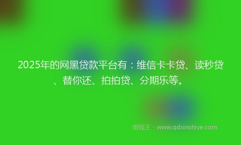2025年的网黑贷款平台有：维信卡卡贷、读秒贷、替你还、拍拍贷、分期乐等。