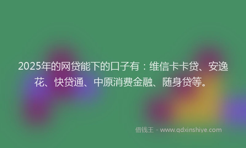 2025年的网贷能下的口子有：维信卡卡贷、安逸花、快贷通、中原消费金融、随身贷等。