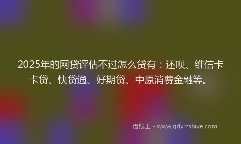 2025年的网贷评估不过怎么贷有：还呗、维信卡卡贷、快贷通、好期贷、中原消费金融等。