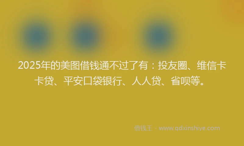 2025年的美图借钱通不过了有：投友圈、维信卡卡贷、平安口袋银行、人人贷、省呗等。