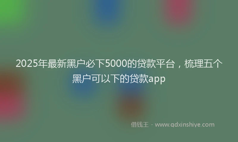2025年最新黑户必下5000的贷款平台，梳理五个黑户可以下的贷款app