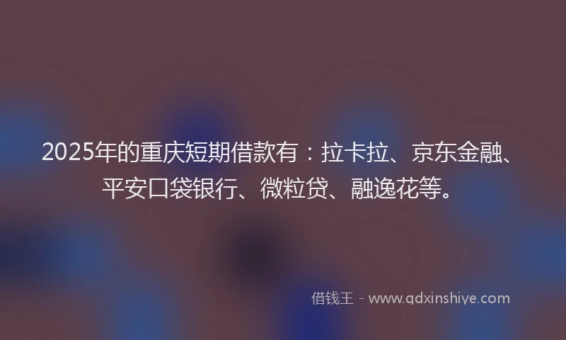 2025年的重庆短期借款有：拉卡拉、京东金融、平安口袋银行、微粒贷、融逸花等。