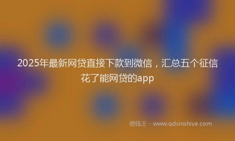 2025年最新网贷直接下款到微信，汇总五个征信花了能网贷的app
