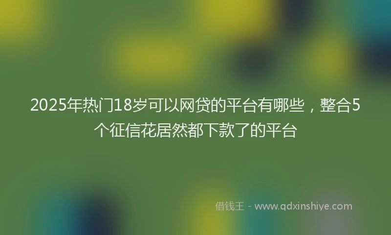 2025年热门18岁可以网贷的平台有哪些，整合5个征信花居然都下款了的平台