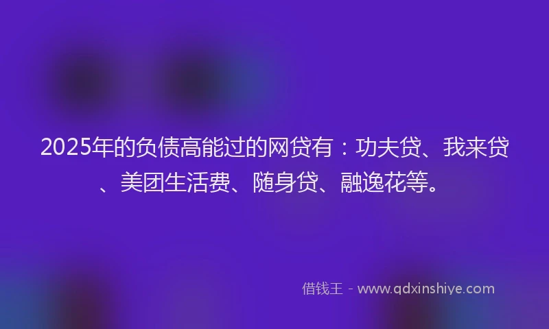 2025年的负债高能过的网贷有：功夫贷、我来贷、美团生活费、随身贷、融逸花等。