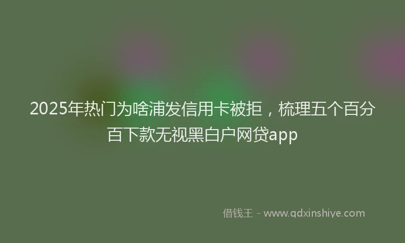 2025年热门为啥浦发信用卡被拒，梳理五个百分百下款无视黑白户网贷app
