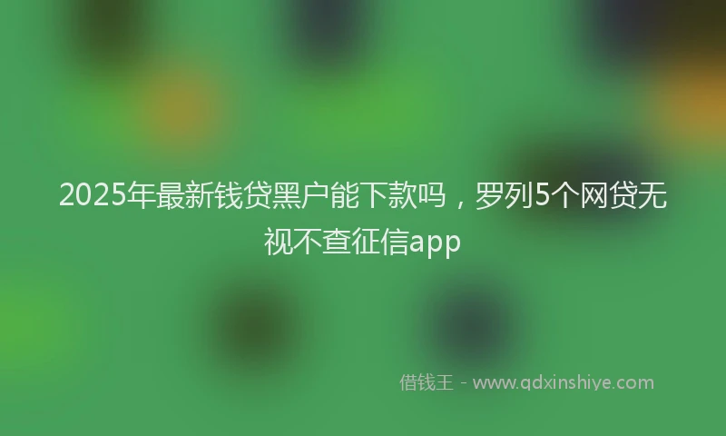 2025年最新钱贷黑户能下款吗，罗列5个网贷无视不查征信app