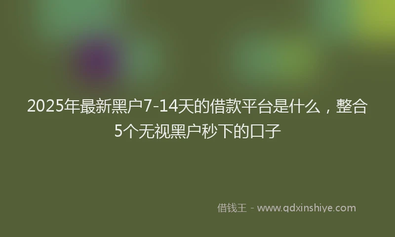2025年最新黑户7-14天的借款平台是什么，整合5个无视黑户秒下的口子