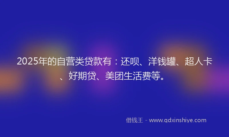 2025年的自营类贷款有：还呗、洋钱罐、超人卡、好期贷、美团生活费等。