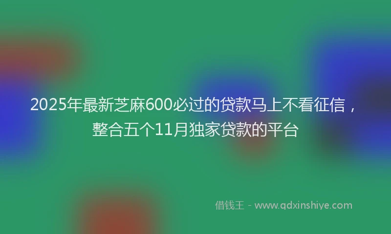 2025年最新芝麻600必过的贷款马上不看征信，整合五个11月独家贷款的平台