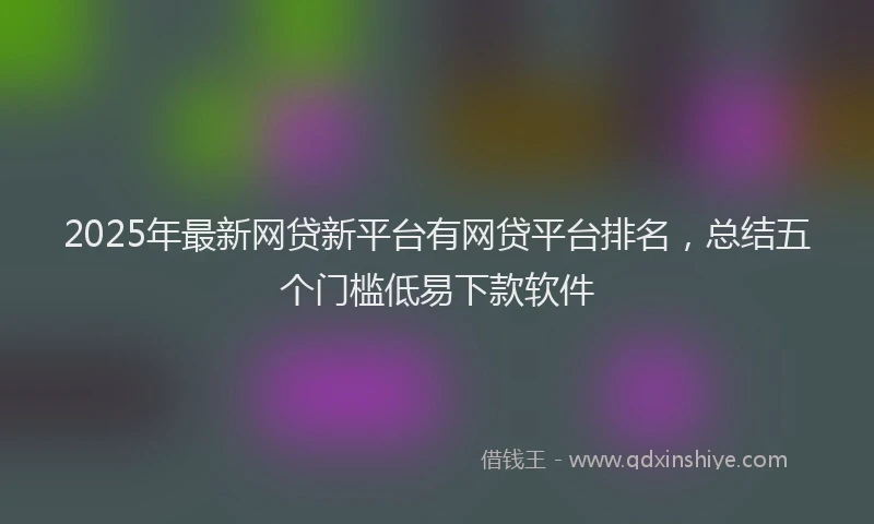 2025年最新网贷新平台有网贷平台排名，总结五个门槛低易下款软件