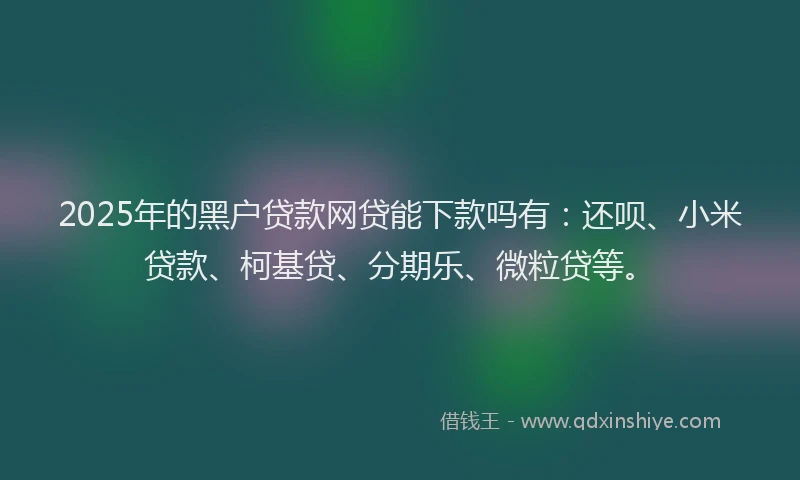 2025年的黑户贷款网贷能下款吗有：还呗、小米贷款、柯基贷、分期乐、微粒贷等。