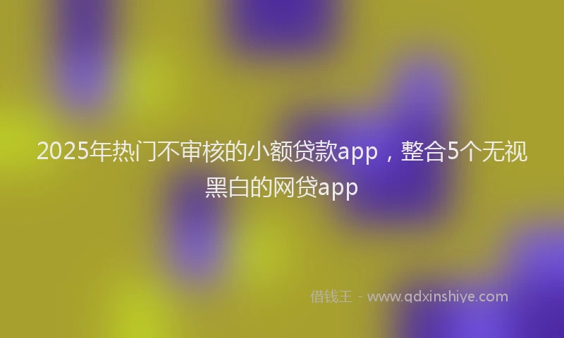 2025年热门不审核的小额贷款app，整合5个无视黑白的网贷app