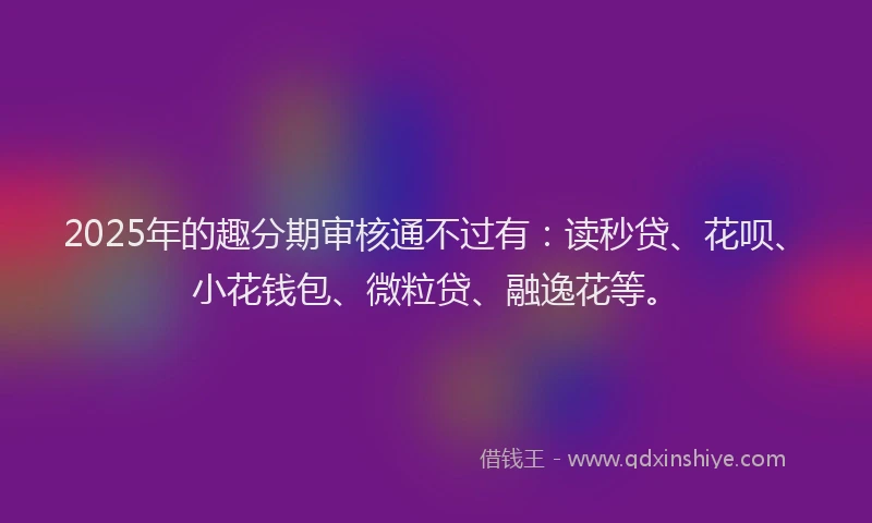 2025年的趣分期审核通不过有：读秒贷、花呗、小花钱包、微粒贷、融逸花等。