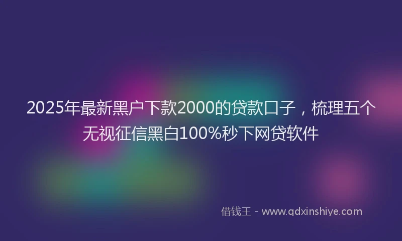2025年最新黑户下款2000的贷款口子，梳理五个无视征信黑白100%秒下网贷软件